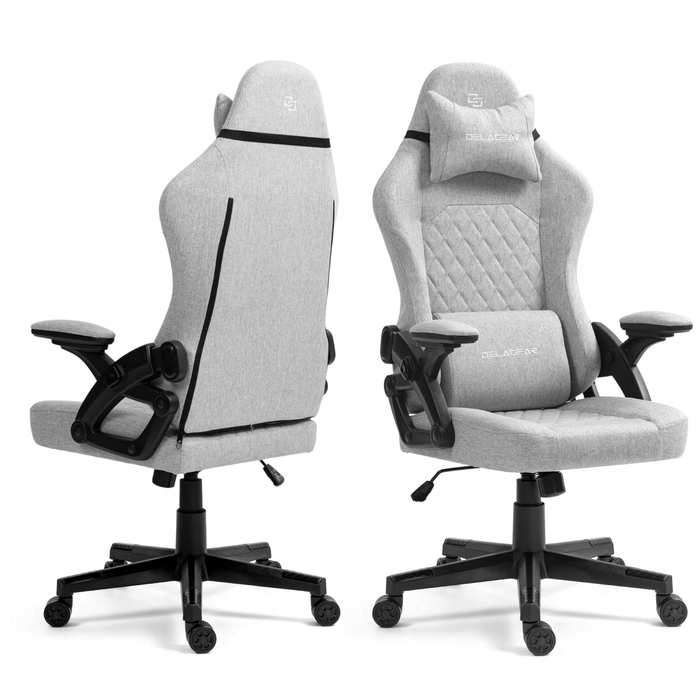 Ігрове крісло Delagear G 404, сіре, тканинне