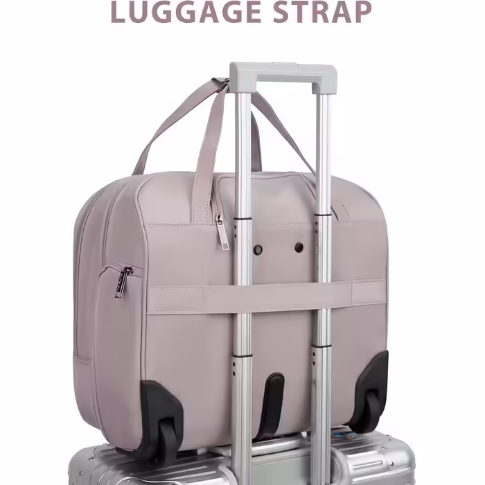 EMPSIGN Trolley Business Rolling Laptop Bag with Wheels, Rolling Laptop Case for Women Fits up to 15.6 Inch Laptop Briefcase on Wheels, Water-Resistant, with RFID Pockets, Pink
