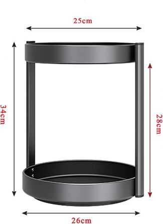 Організатор для спецій Drehteller, поворотна полиця 2 яруси, метал, для шафи, кухні, косметики, ванної кімнати (сірий)