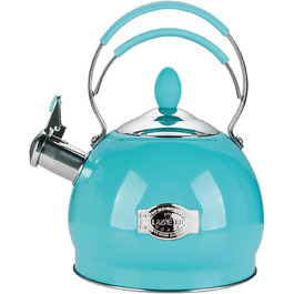 Кришка-свисток з нержавіючої сталі 2.6 л, сумісна з усіма плитами, включаючи індукційну (блакитна)