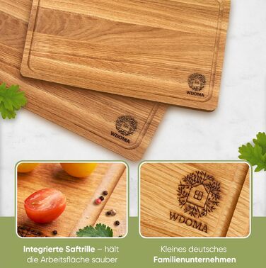 WDOMA Cutting Board Set - Oak Wood - 2-Piece Set - 40x25 / 35x20 - XL/L Cutting Boards - Wood Board for Kitchen - Cutting Board Wood - Wooden Cutting Board - Kitchen Wood Board
