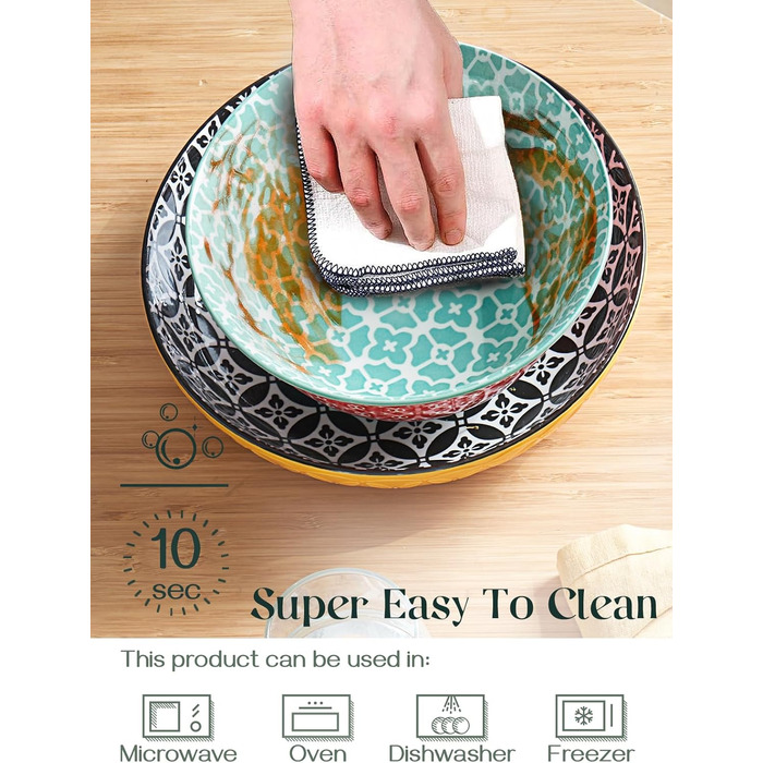 Набір посуду DOWAN: 12-частинний набір керамічного посуду для 4 осіб. Тарілки та супові миски з квітковим візерунком - ідеальний подарунок на новосілля або день народження.