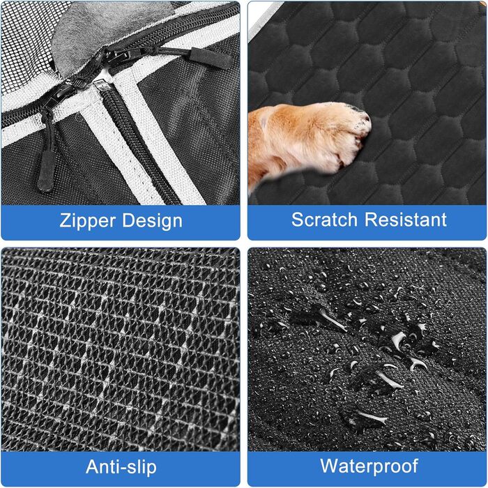 Автомобільна підстилка для собак OneAmg - захист заднього сидіння, з вікном, боковими бар'єрами, кріпленням для безпеки, чорна або сіра, 130 x 139 см