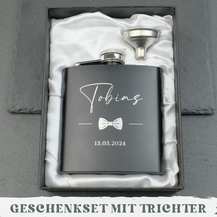 Набір фляг з гравіюванням - персоналізований з іменем - ідеальний подарунок на весілля та для чоловіків - нержавіюча сталь (Дизайн 8)