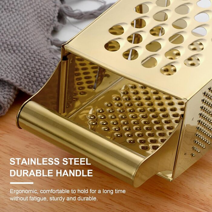 Терка кухонна YDware з нержавіючої сталі, квадратна, 23.7 см, для овочів, 1 шт. (Champagne Gold)