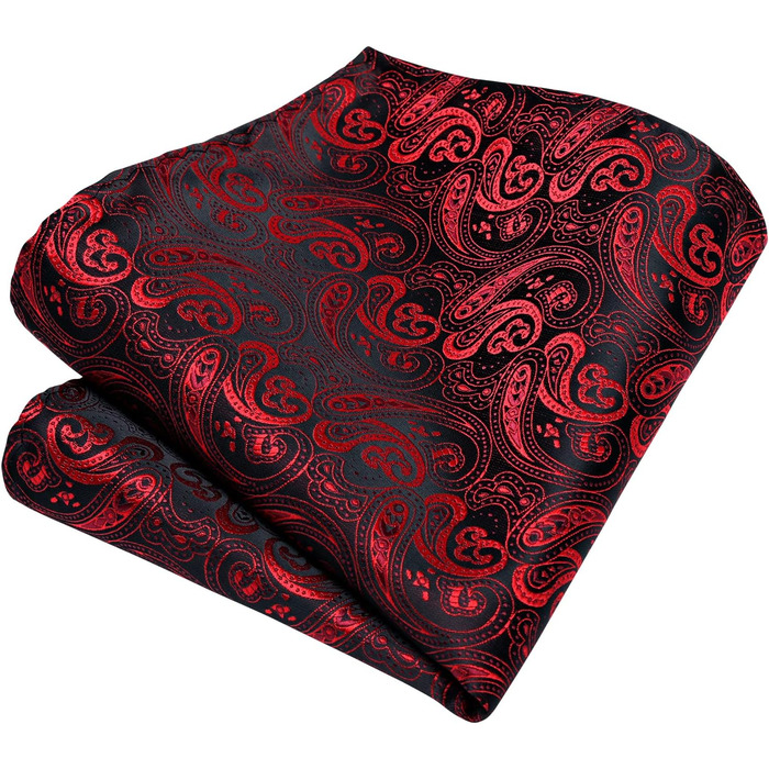 Чоловіча краватка Enlision Paisley, комплект з нагрудною хусткою та запонками, формальна, бізнес, червоно-чорна