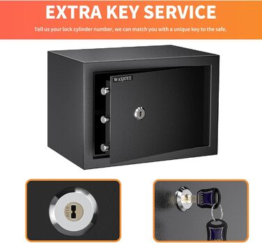 Сейф настінний Safe Tresor WASJOYE з ключем 19L для грошей, коштовностей, документів (25x35x25 см)