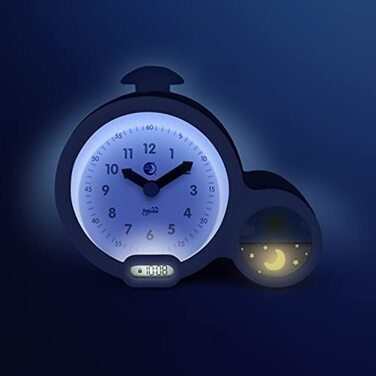 Pabobo Kid Sleep - Alarm Clock - Educational Children's Alarm Clock Day / Night Light - Dual Display and 3 Alarms to Choose From - Works on DC or Batteries – Grey