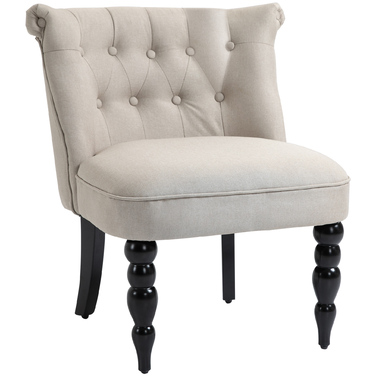 HOMCOM Vintage Armchair, Recliner Chair, Upholstered Chair 67x67x78 cm, Linen Cover, Wooden Frame, Beige and Black, ideal for Dining Room & Living Room