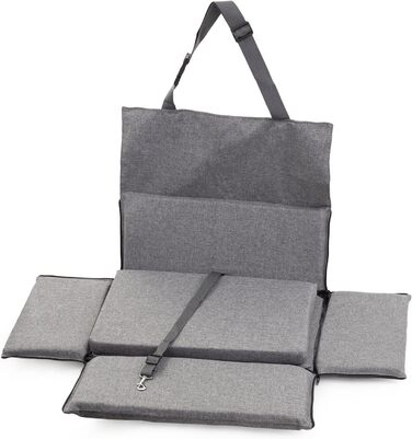 Автомобільний сидіння для собак середніх та великих порід, сіре, розмір M (60x41 см), матеріал: поліестер (імітація льону)