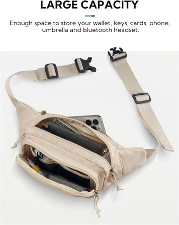Сумка на пояс WATERFLY: спортивна, стильна, унісекс для чоловіків та жінок. Ідеальна для прогулянок, подорожей, MTB, тренувань з собакою (Бежевий)