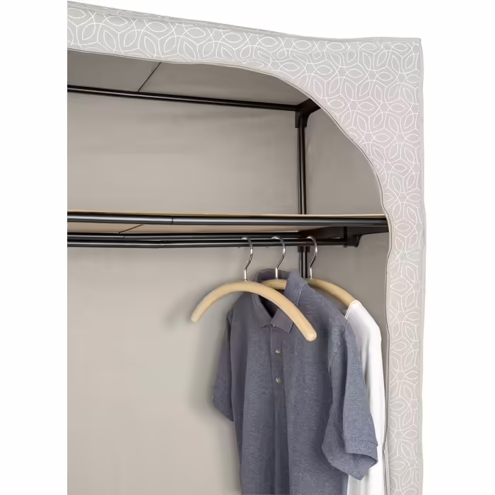 WENKO Wardrobe Model Balance with Shelf and Clothes Rail, Fabric Wardrobe for Dust-Free Storage of Textiles, Metal Frame, Breathable Non-Woven Material, 90x160x50 cm, Taupe