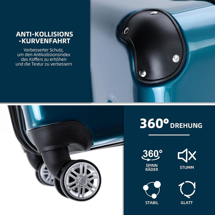 Чохол-валіза Beibye Hartschalen Trolley Rollkoffer Reisekoffer, 55 см, 40 л, полікарбонат, світло-зелений (ручна поклажа)