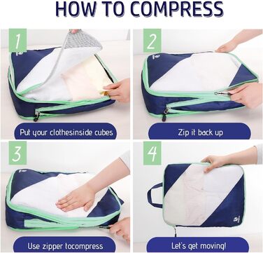 Набір органайзерів для валізи AiQInu: 5 шт. Кубики-компресори для подорожей, з мішком для білизни та взуття, ультралегкі, розширювані