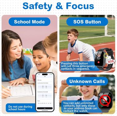 Смарт-годинник Kinder: GPS, Wi-Fi, SOS, дзвінки, ігри, для дітей 4-12 років, чорний