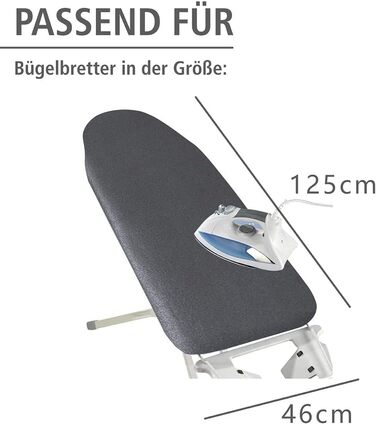 Чохол для прасувальної дошки з регулюванням, 120x40 см, сумісний з парогенераторами, розмір дошки 33–46x115–130 см, 100% бавовна