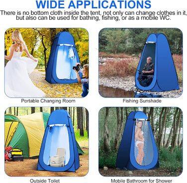 Намет для душу/туалету Pop Up, для кемпінгу та пляжу, блакитний, з сумкою, UV 40+