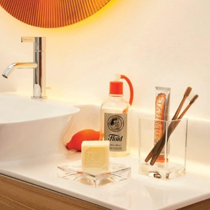 Kartell Boxy Toothbrush Holder, Plastic, Transparent, 7 x 7 x 12 cm (Toothbrush Holder, White)