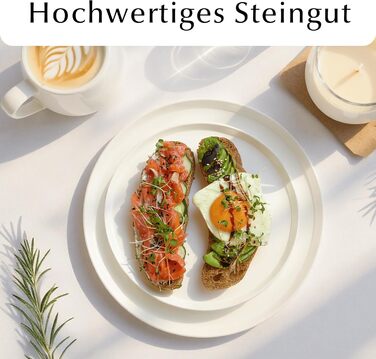 Набір посуду Miamio на 8 осіб (24 елементи) – сучасний сервіз з кераміки, білий, для посудомийної машини та мікрохвильової печі, колекція Luxe