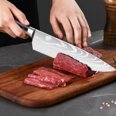 Набір кухонних ножів Dfito, 8 предметів, з нержавіючої сталі, різні розміри, зручні ручки