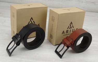 Набір чоловічих шкіряних ременів Arius (2 шт.) для штанів, чорний та коричневий — ідеальний подарунок