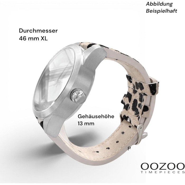 Жіночий аналоговий наручний годинник Oozoo Timepieces з шкіряним ремінцем, круглий циферблат, колір Леопард/Тауп