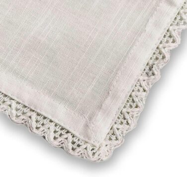 Sweet Needle – Pack of 12 oversized dinner napkins made of 100% cotton – Heavyweight, hotel-quality fabric for everyday use and events (Slub with lace – White)