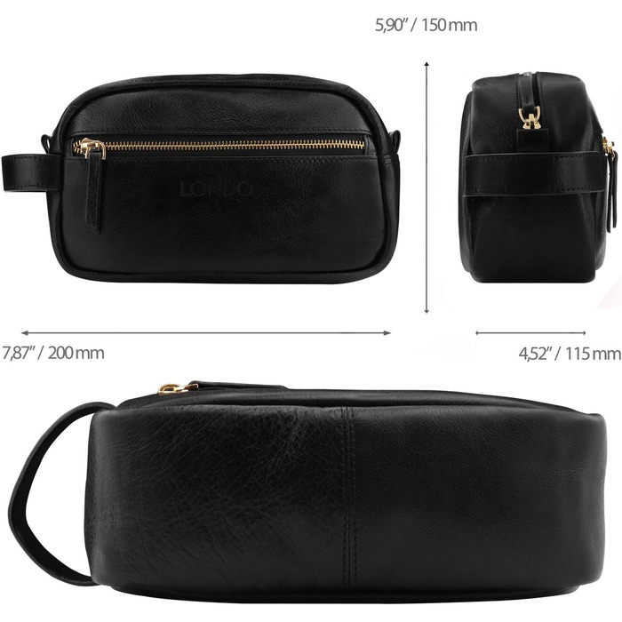Чорна дорожня сумка Londo Echtleder з культурою та косметичною сумкою - унісекс
