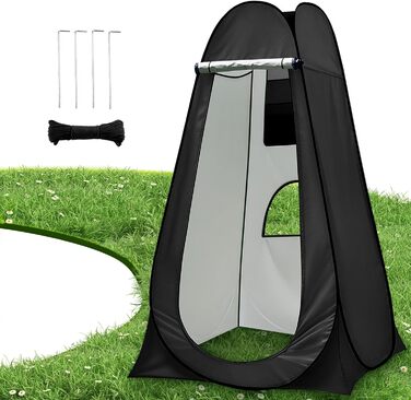 Charmofun Pop Up Shower Tent - Portable Camping Toilet & Changing Tent with UV Protection - Black