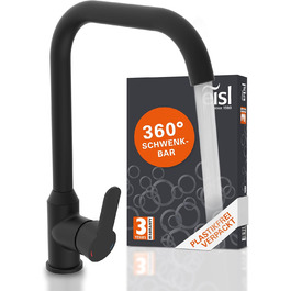 Кран кухонний гнучкий EISL Flexo з нержавіючої сталі/чорний, з високим виливом та м'яким шлангом, поворотний на 360 градусів, NI186FLNIB