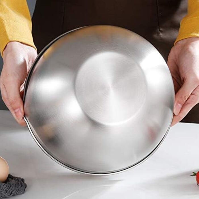 Набір місок для перемішування, 3 шт. з нержавіючої сталі, з носиком, для приготування та подачі, 1.5 л, 3 л, 5 л