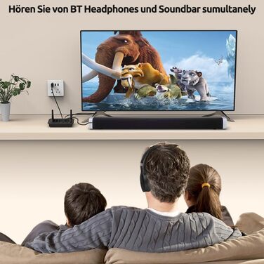 1Mii B03 Bluetooth 5.3 Передавач Bluetooth для TV з aptX HD, низькою затримкою, для 2 навушників, велика відстань, оптичний, AUX, RCA