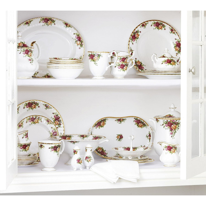 Сервіз Royal Albert Old Country Roses на 4 персони, вінтажний, кістяний фарфор, середній квітковий візерунок, чайник 0,8 л, чайна банка 0,5 л