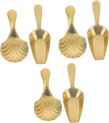 Cabilock 6-Piece Brass Scoop Spoons, Small Brass Shovels, Bath Salt Scoop, Bean Accessories, Glass Bathroom Counter Organizer, Mini Accessories, Individual Popcorn Measuring Cups, Scoop