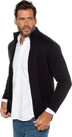 Чоловічий кардиган JP 1880 з коміром-стійкою та блискавкою, великі розміри L-8XL, темно-синій (717032)