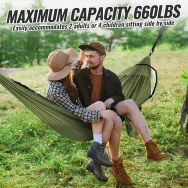 Легка туристична гамак з москітною сіткою, 300 кг | Гамак для кемпінгу, подорожей, рюкзаків, туризму, саду (270x140 см)