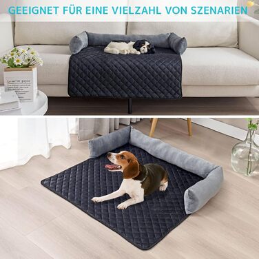 Килимок для собак OKYUK: м'яке, зручне ліжко для собак великих, середніх та маленьких порід. Ручної роботи, знімний чохол, 90x90 см, сіро-чорний колір