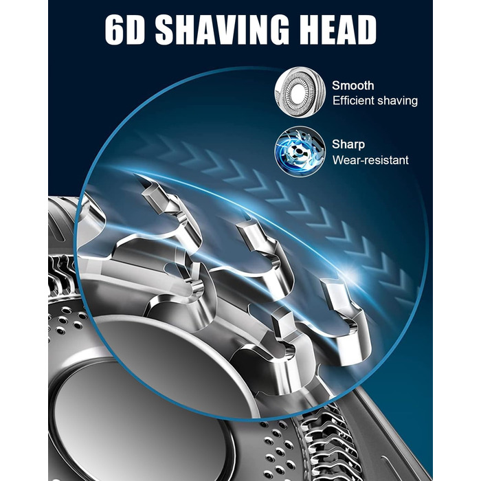 Електричний гоління для чоловіків Glatzen, водонепроникний IPX6, 6D гнучкий гоління, 5 ротаційних голівки, 120 хвилин роботи від акумулятора
