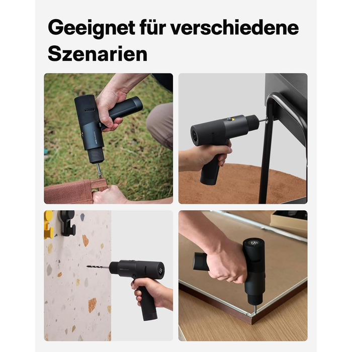 Акумуляторний дриль-шуруповерт HOTO 12V, 30 Нм, 1400 об/хв з LED-індикатором та USB-C зарядкою