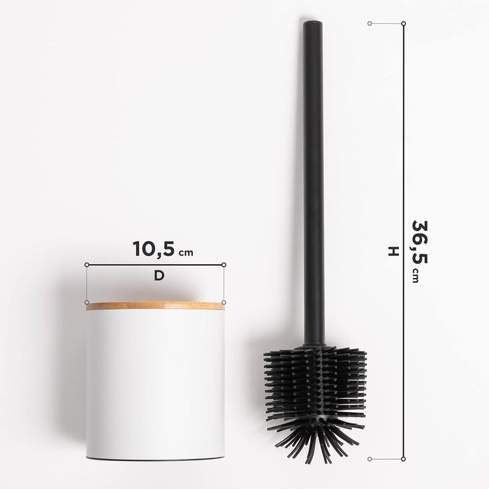 Торцева щітка для унітазу з тримачем з дерева | Силіконова щітка для унітазу з нержавіючої сталі | Тримач для щітки для унітазу з натурального бамбука | Настільна щітка для унітазу для ванної кімнати | Білий колір