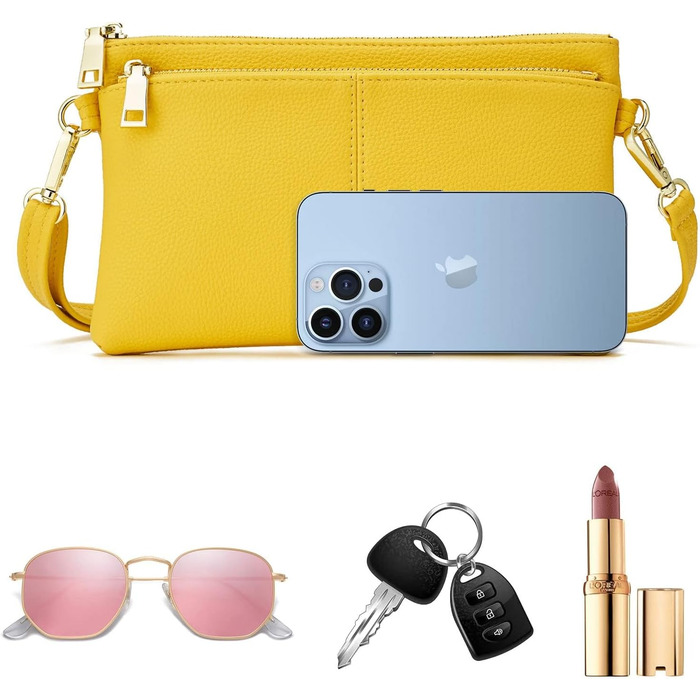 Жіноча сумка-месенджер зі шкіри, жовта - крос-боді, багатофункціональна, сучасна