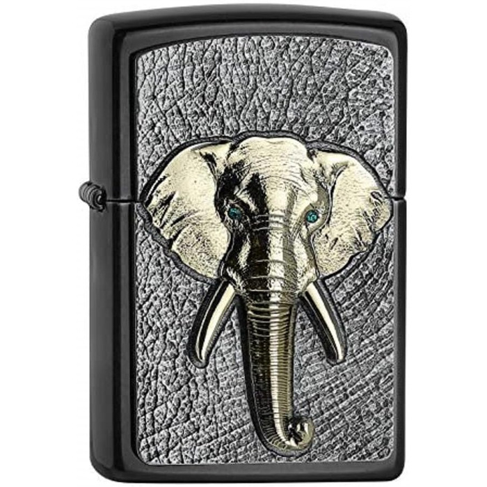 Запальничка Zippo з емблемою слона, кристал Swarovski, сіра, оригінальна, подарункова коробка, кишенькова, багаторазова
