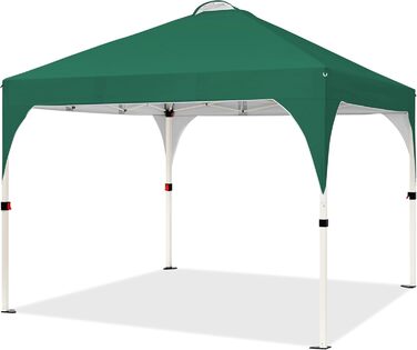 Yaheetech Folding Gazebo 2.4 x 2.4m Pop-Up Gazebo, Height Adjustable Garden Gazebo, Waterproof & Sun Protection Party Tent Garden Tent with Rolling Carry Bag for Outdoor Market Garden Yard, (Dark Green, 3x3m)