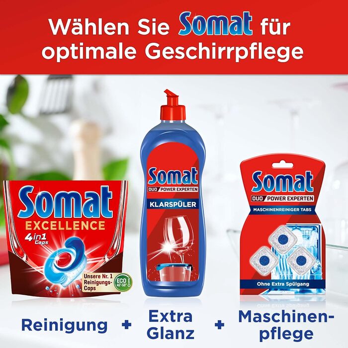 Капсули для посудомийних машин Somat Excellence 4in1, без запаху, для ідеального очищення та блиску, 176 шт.