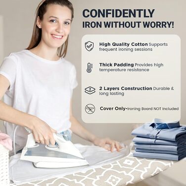 Чохол та накладка для прасувальної дошки 137x45 см, бавовна, термостійкий, товста підкладка, кишенька для праски, Smart Fit, без хімікатів, для прання в машині