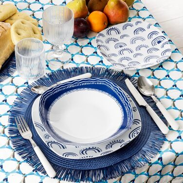 Сервіз Baroni Home на 6 осіб (18 предметів) з блакитними арками, порцеляна