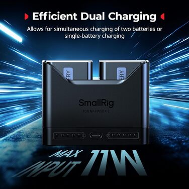 Зарядний пристрій SMALLRIG NP-FW50 для Sony (2 слоти, USB-C, 11W) - A6000, A6100, A6300, A6400, ZV-E10, A7, A7S, A7R