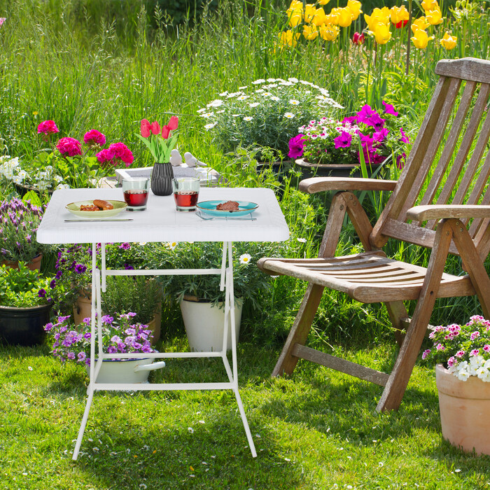 Relaxdays Garden Table with Wood-Look Appearance