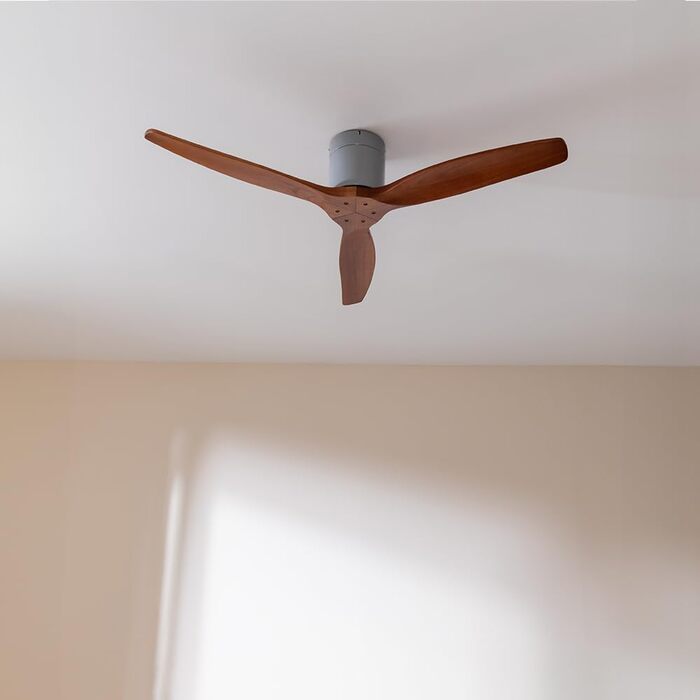 Вентилятор стельовий Cecotec EnergySilence Aero 5500 Aqua IronDarkWood Connected, двигун DC 40W, Wi-Fi, для дому та вулиці, 3 лопаті, 6 режимів, металік та темно-коричневий сталь | темне дерево