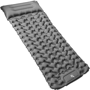 Килимок для кемпінгу Youxiu самонадувний, ультралегкий, сірий. Підходить для подорожей, піших прогулянок, наметів. Водостійкий, з насосом.